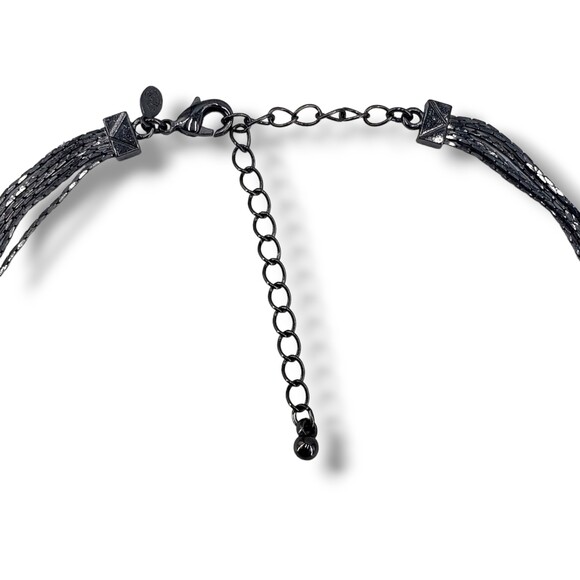 Premier Designs Gunmetal Gray Multi Strand Chain Layered Necklace Adjustable - Picture 4 of 7